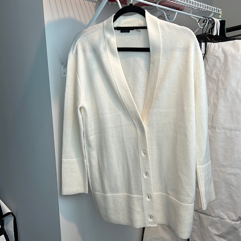 Alice + Olivia Cream Louie Oversized V-Neck Cardigan (Size XS)